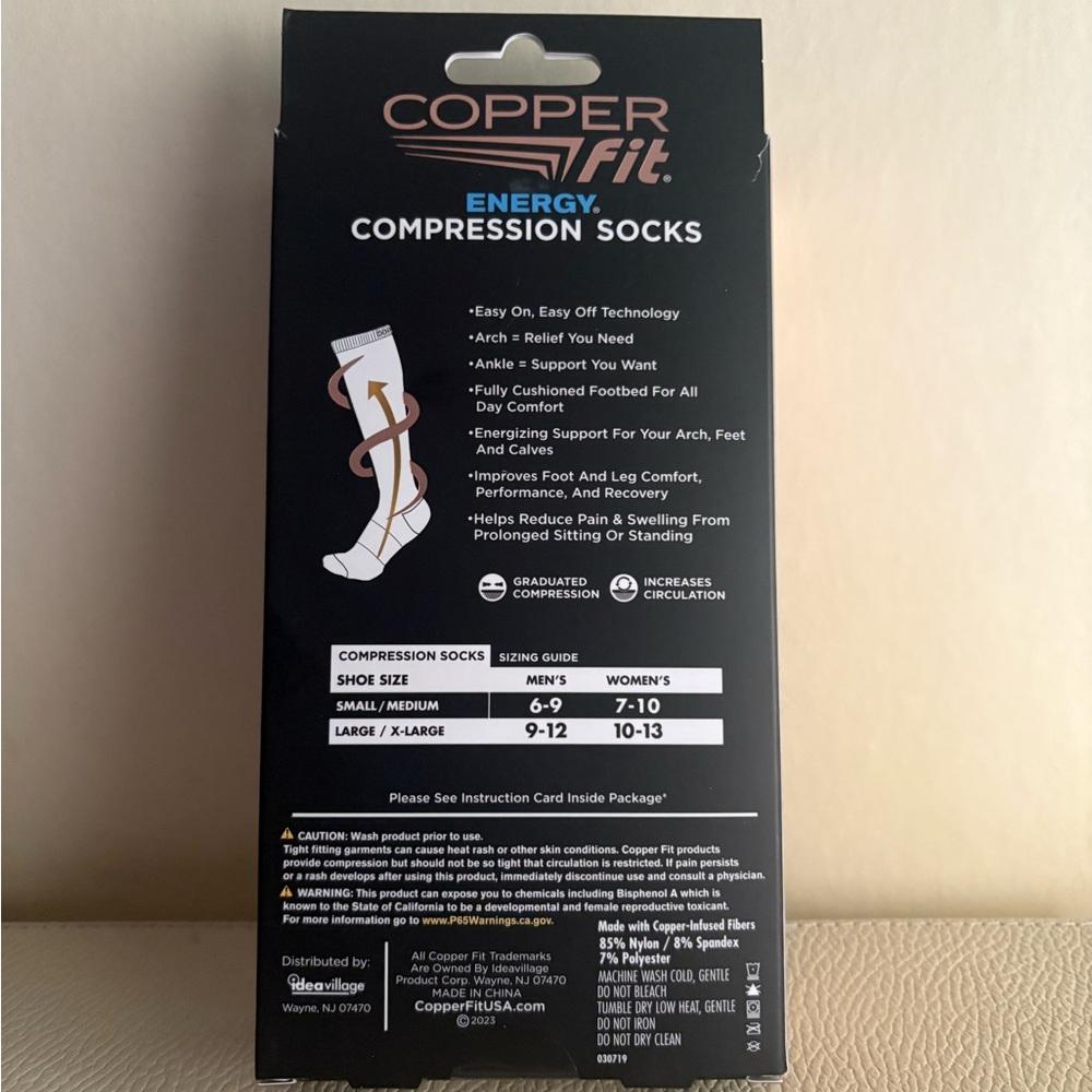 New In Box Copper fit Energy Compression Socks Large/xlarge - Picture 3 of 3